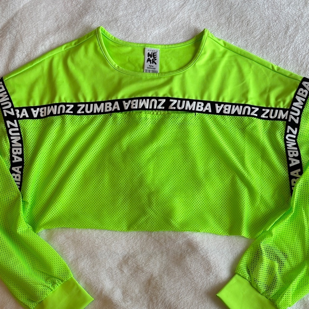 Zumba Fitness Neon Green Mesh Crop Top
